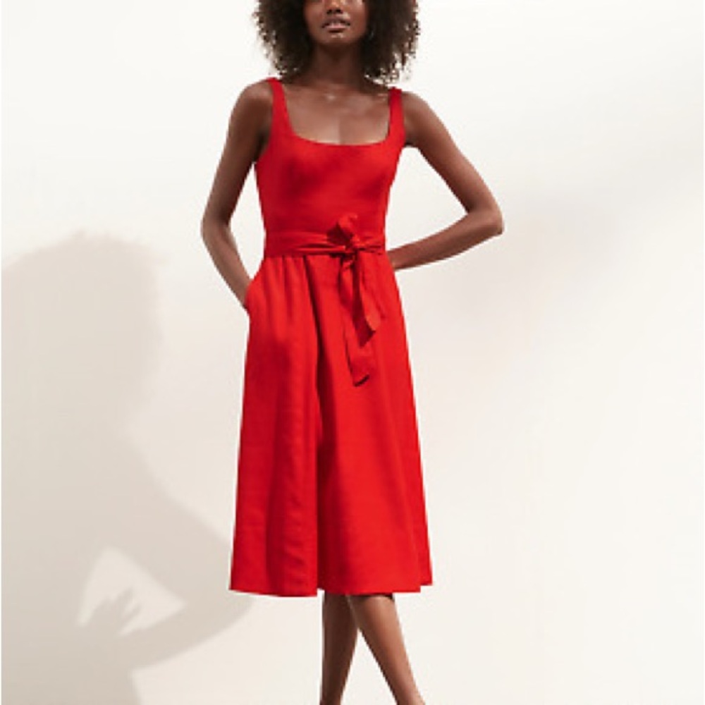 Banana Republic Linen-Cotton Red Dress (Petite)